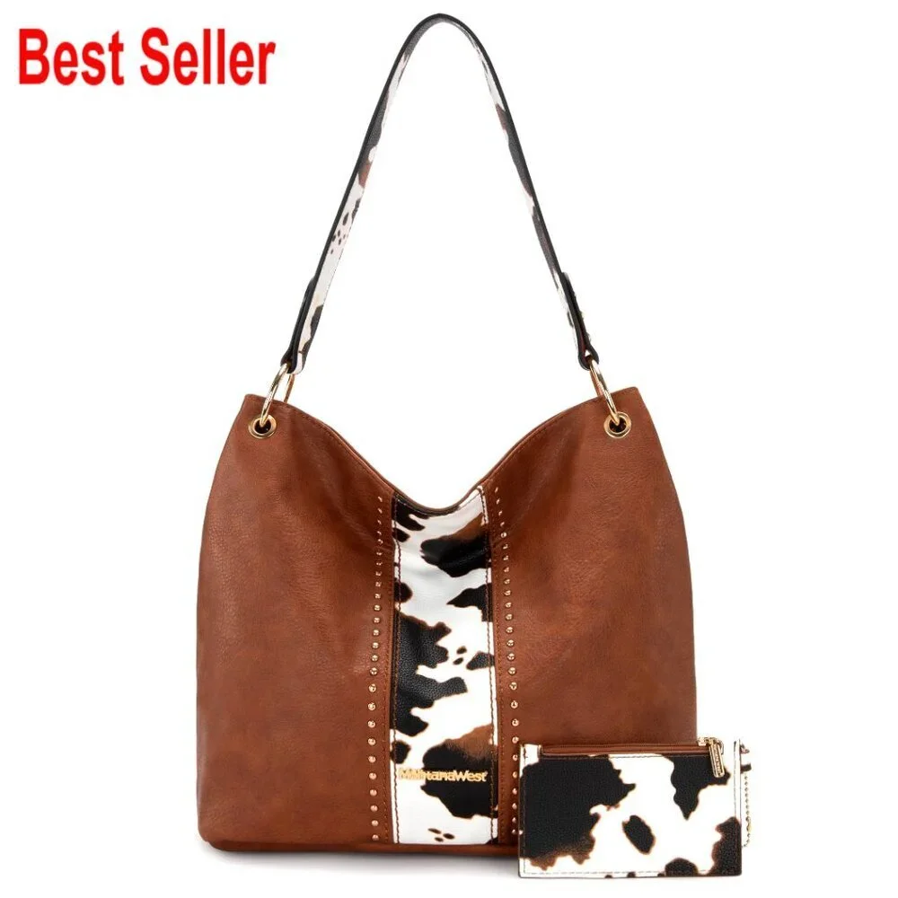 Faux Leather Hobo Bag with Back Zipper Pocket and Coin Wallet